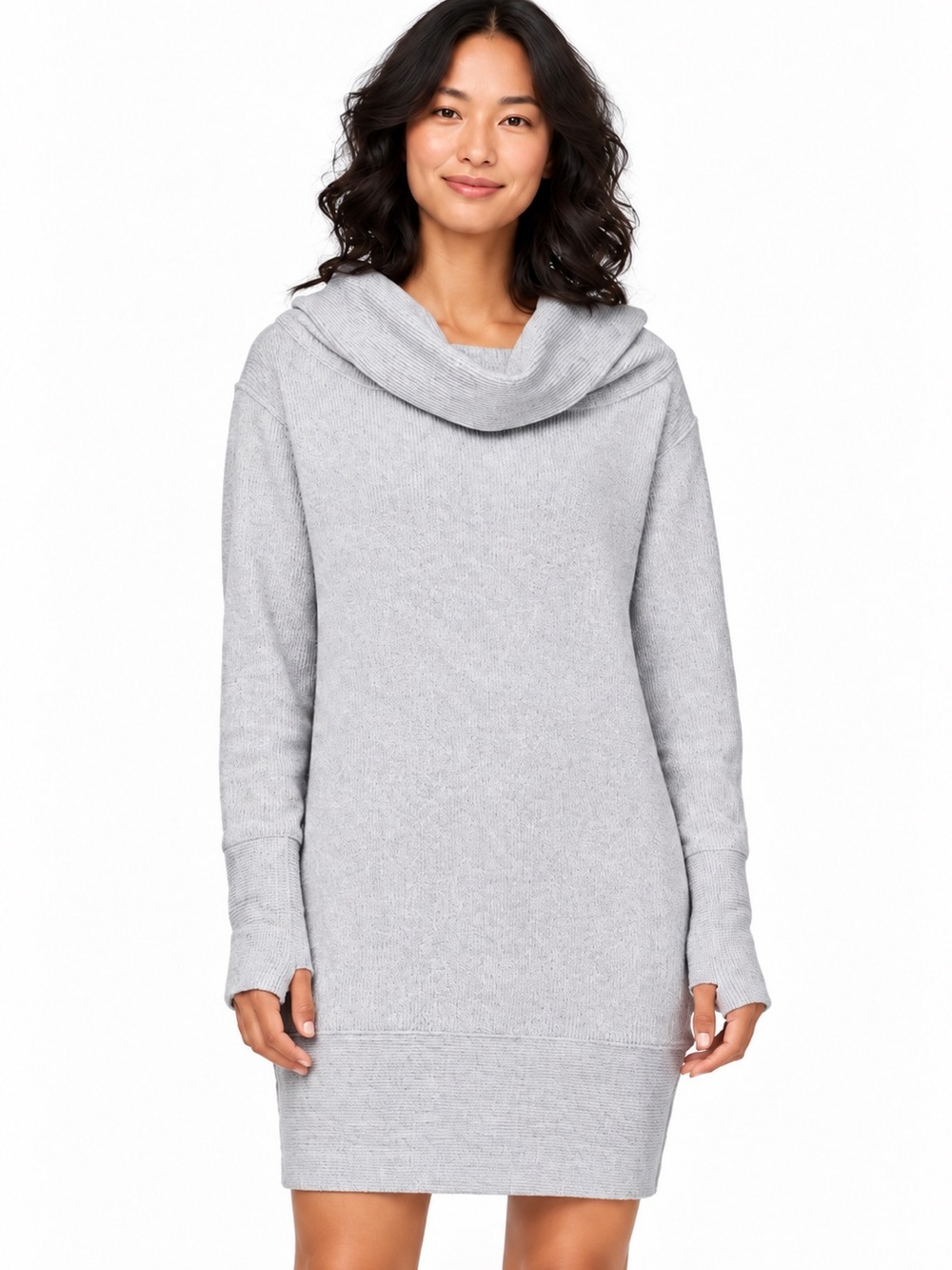 🍁Lululemon Along The Way Heathered Gray Cowl Neck Dress Size L